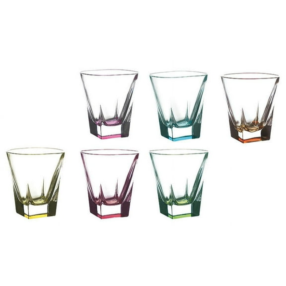 Elegant and Modern Crystal Glassware for Hosting Parties and Events - Multicolor, Double Old Fashion, Set of 6, 8 oz.
