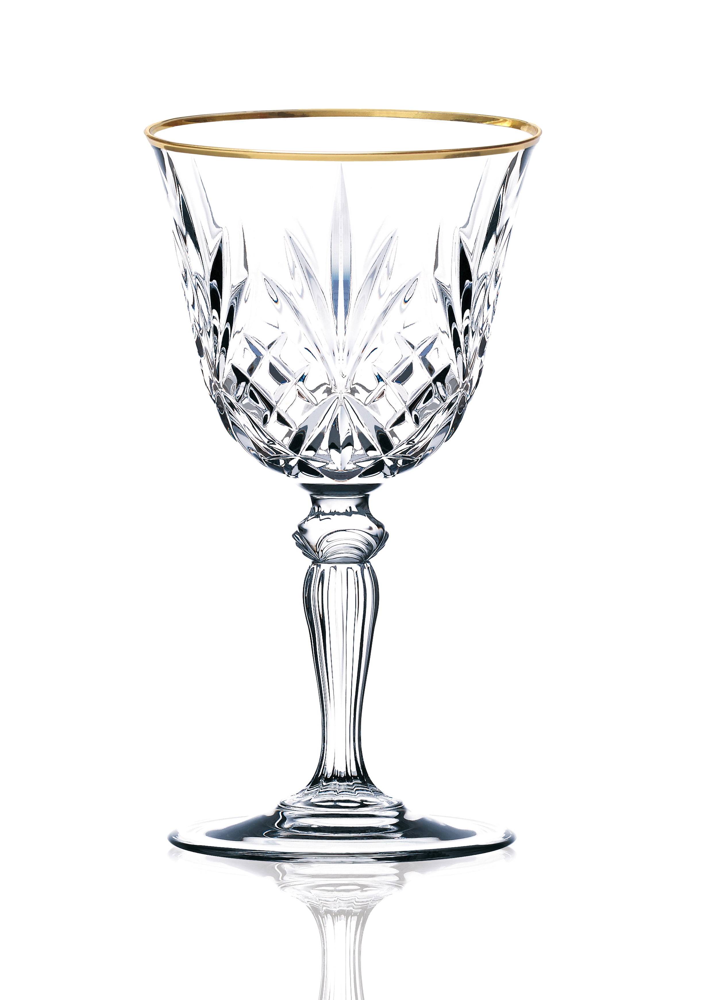 Elegant and Modern Crystal Glassware for Hosting Parties and Events - Red Wine Glass, Gold Band, Set of 4, 7.5 oz.