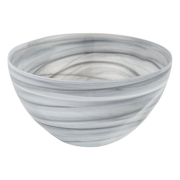 Elegant and Modern European Mouth Blown Crystal Serving or Centerpiece Bowl for Home Decor - Gray Alabaster Round Bowl, 6 Inches