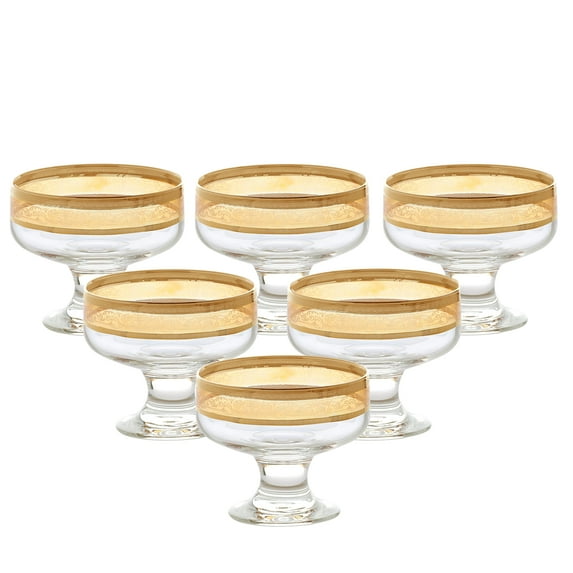 Elegant and Modern Glass Dessertware Set for Hosting Parties and Events - 6 oz. Pedastal Bowls Amber, Set of 6