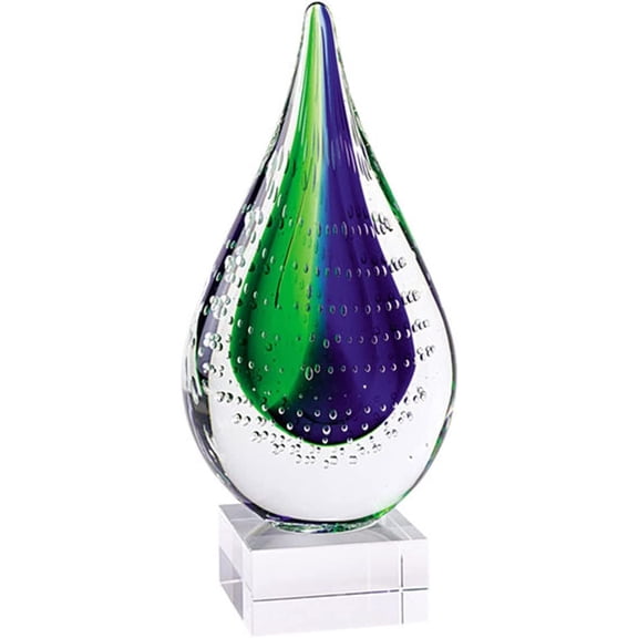 Elegant and Modern Murano Style Art Glass Colorful Centerpiece - Teardrop On Base, 10.5 Inches