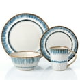 thumbnail image 1 of Elegant and Modern Stoneware Scroll Dinnerware Set for Hosting Parties and Events - Blue Swirl, 16 Piece, 1 of 8