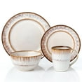 thumbnail image 1 of Elegant and Modern Stoneware Scroll Dinnerware Set for Hosting Parties and Events - Mocha Swirl, 16 Piece, 1 of 8