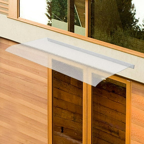 Elegant and Practical Door Canopy, 47.2x19.7in Curved PC Panel, Full Frosting, Lightweight and Easy to Install, Protects from Rain and Sun