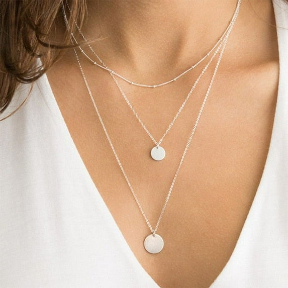 Elegant and Simple Multi-Layer Necklaces in Silver and Gold