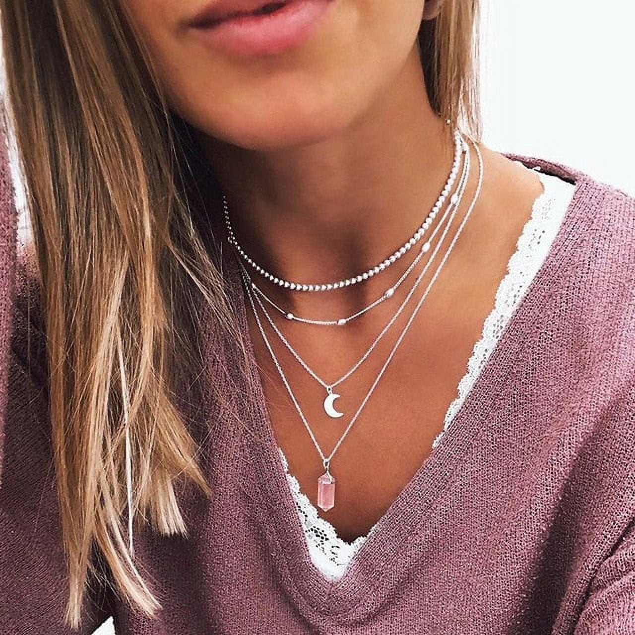 Dainty Layered Initial Necklaces For Women, 14k Gold Plated Paperclip Chain  Necklace Simple Cute Hexagon Letter Pendant Initial Choker Necklace Gold L  | Fruugo UK