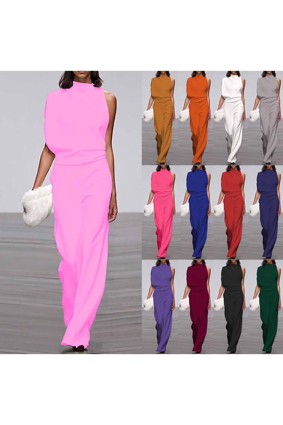 Elegant and Stylish One Shoulder Mock Neck Jumpsuit for Women - Cocktail Ladies Sleeveless Rompers for Dinner Party White M