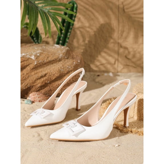 Elegant and comfortable square-buckle high heels, fashionable and versatile.