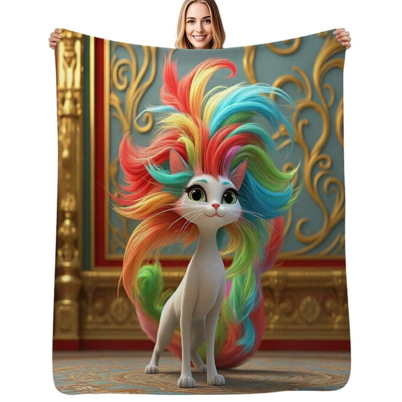 Elegant cat Flannel Blanket Warm Soft Bedding Throws Winter Camping Chair Sofa Bed