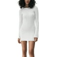 thumbnail image 1 of Elegant dresses for women Bodycon Dress Solid Ribbed Long Sleeve Round Neck Back Hollow Out Slim Mini Dress, 1 of 7
