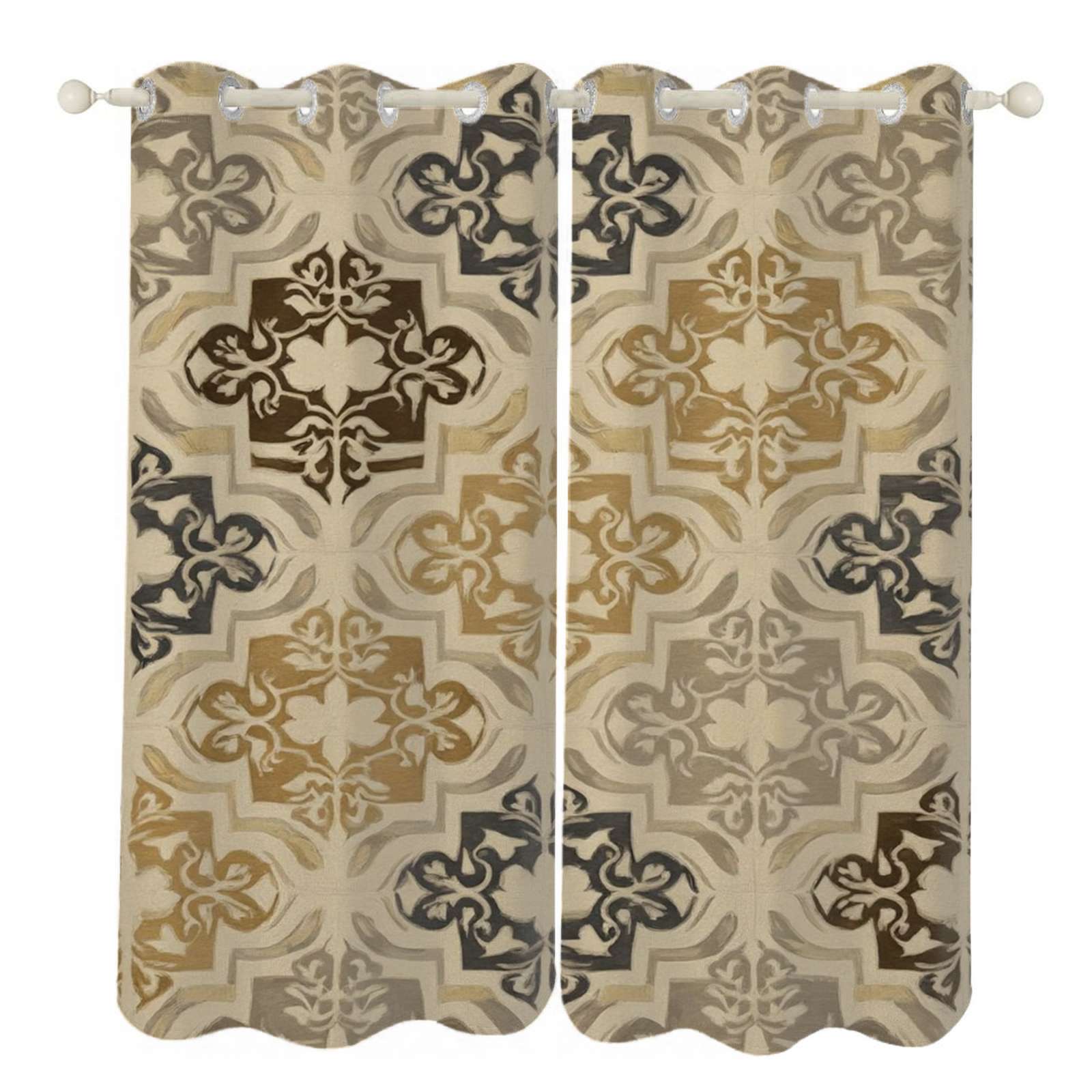 Elegant floral beige rug design Sunshade Curtains Home Bedroom Living ...