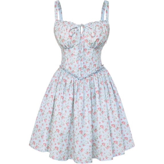 Elegant floral print dress for women, summer slim-fitting and flattering.