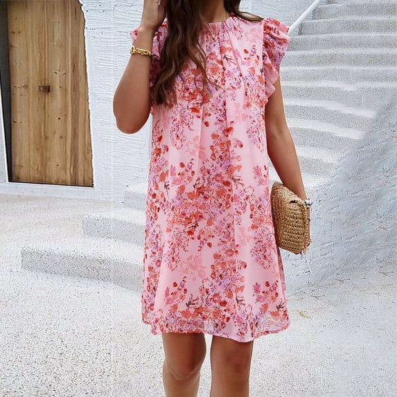 Elegant floral sleeveless dress for women