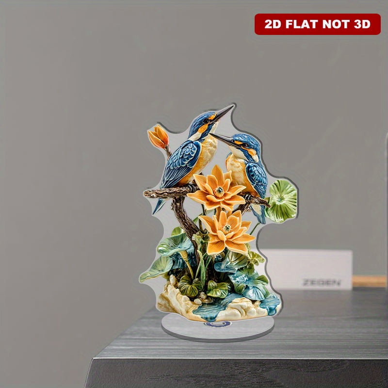 Elegant rotating acrylic display featuring vibrant kingfishers on ...