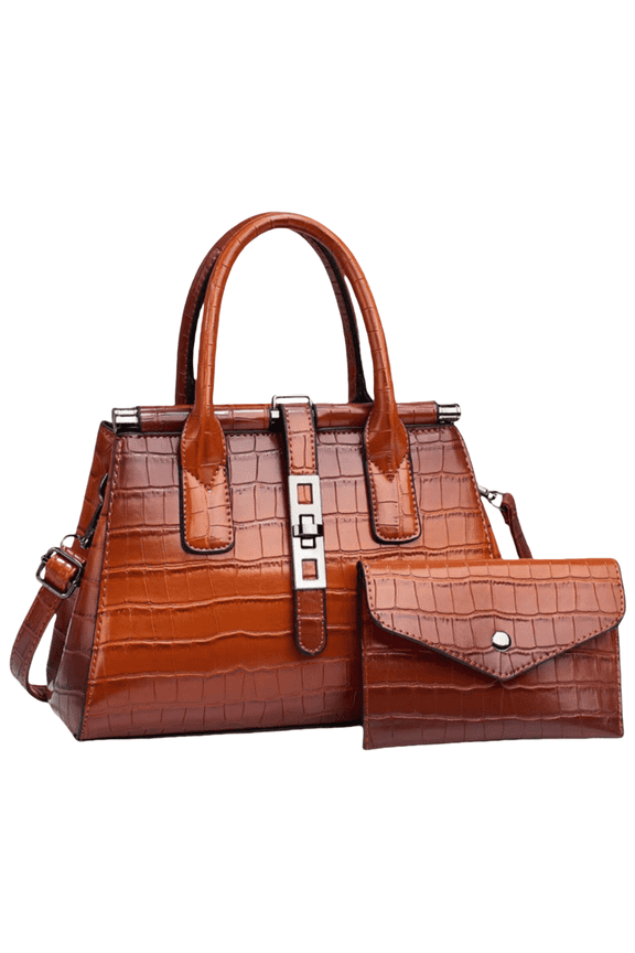 Elegant style yellow crocodile-patterned mother-and-daughter crossbody bag