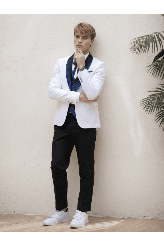 Elegant three piece men's tuxedo| Single button, shawl collar, unique design, suitable for weddings and parties