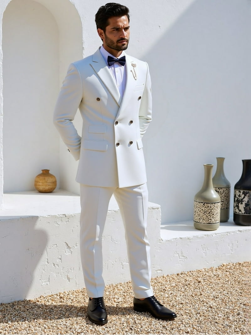 Elegant two-piece men's suit Double breasted, Peak lapel