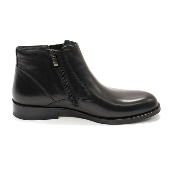 Elegante Men's Anderson Leather Side-zip Ankle Boots, Nogara Nero,10 M US