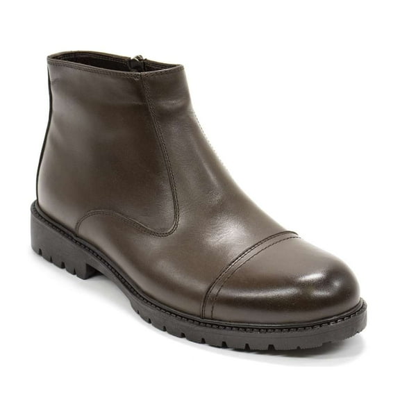 Elegante Men's Anderson Leather Side-zip Ankle Boots, Pisa Caffe,11 M US