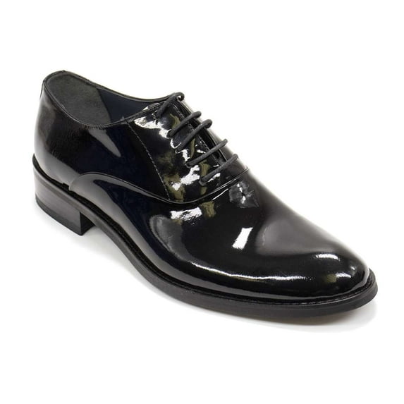 Elegante Men's Bruno Patent Leather Oxford Shoes, Black,9 M US