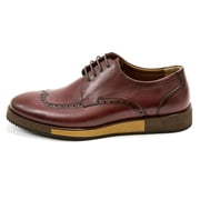 Elegante Mens Crotone Leather Oxford Shoes, Marron \ Brown,9.5 M US