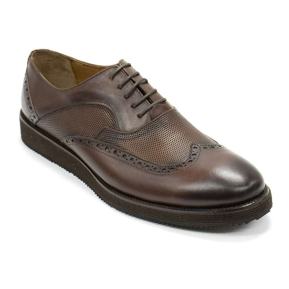 Elegante Men's Imola Perforated Leather Oxford Shoes, Roviano Della,9 M US