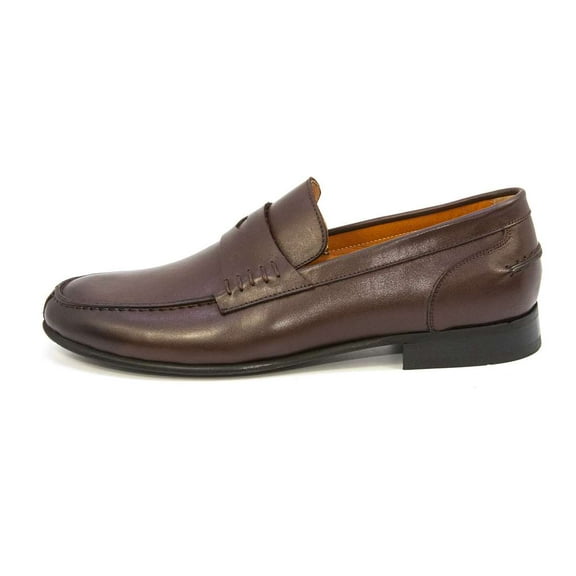Elegante Men's Potenza Leather Slip On Penny Loafers, Brown \ Caffe,9 M US