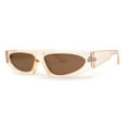 thumbnail image 1 of Elegantly Minimal Triangular Lens Narrow Rectangle Plastic Sunglasses Beige Brown, 1 of 4