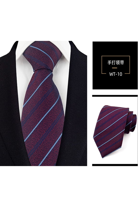 Elegantly Structured Men's Classic Tie Single Pack, Utilizing a Premium Silk Polyester Material and a Defined Woven Jacquard Stripe Pattern for a Sharp Business Image