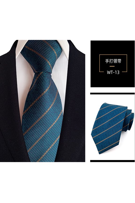 Elegantly Structured Men's Classic Tie Single Pack, Utilizing a Premium Silk Polyester Material and a Defined Woven Jacquard Stripe Pattern for a Sharp Business Image