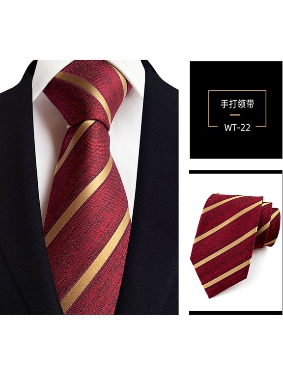 Elegantly Structured Men's Classic Tie Single Pack, Utilizing a Premium Silk Polyester Material and a Defined Woven Jacquard Stripe Pattern for a Sharp Business Image