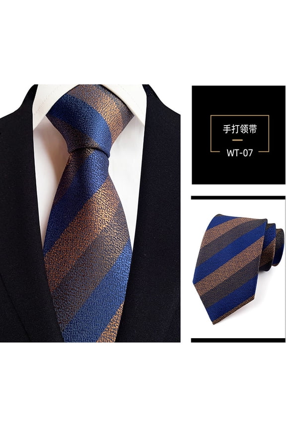 Elegantly Structured Men's Classic Tie Single Pack, Utilizing a Premium Silk Polyester Material and a Defined Woven Jacquard Stripe Pattern for a Sharp Business Image