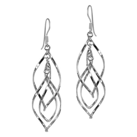 Elegantly Twisting Sterling Silver Dangle Earrings