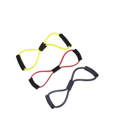 Elegantoss Figure 8 Exercise Band Training Resistance Cord Tube Workout Body Building Fitness Equipment Tool for Home, Gym, Yoga, Pilates, Physical Therapy Training (Red,Yellow,Black) Set of 3