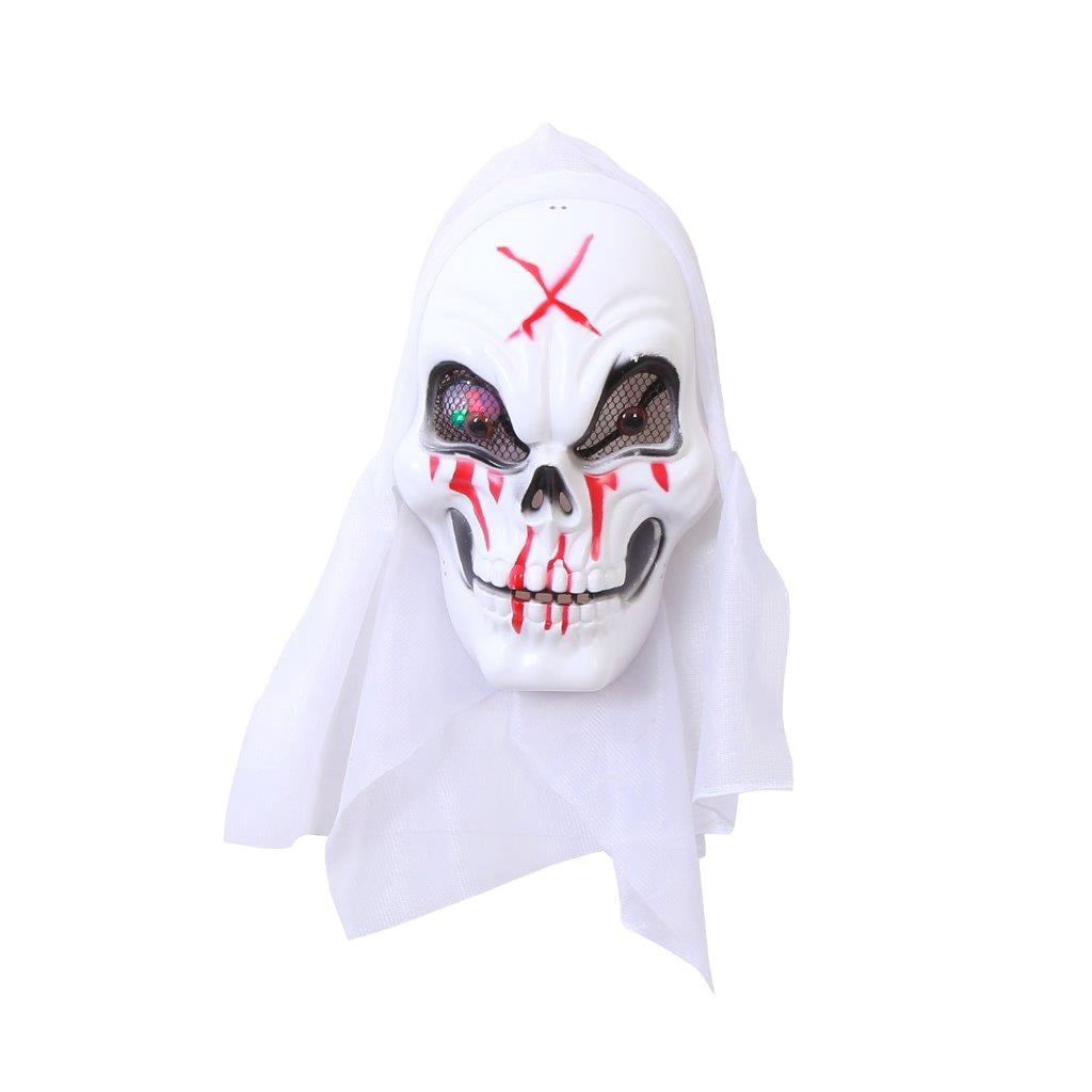 Elegantoss Halloween Creepy Scary or Funny Skull Mask with Light-Up Eyes Prop for Horror Halloween Party Decoration Costume Cosplay (White)