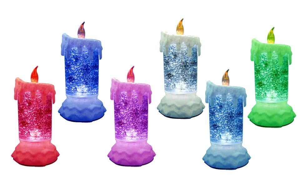 Elegantoss LED glitter flameless candle with Moving Patterns Light Sprinkle colorful glitter