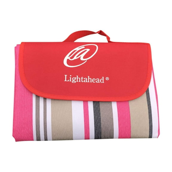 Elegantoss Water-Resistant Picnic Blanket Outdoor Foldable Mat for Beach Camping Hiking Spring Summer (Red Stripes)