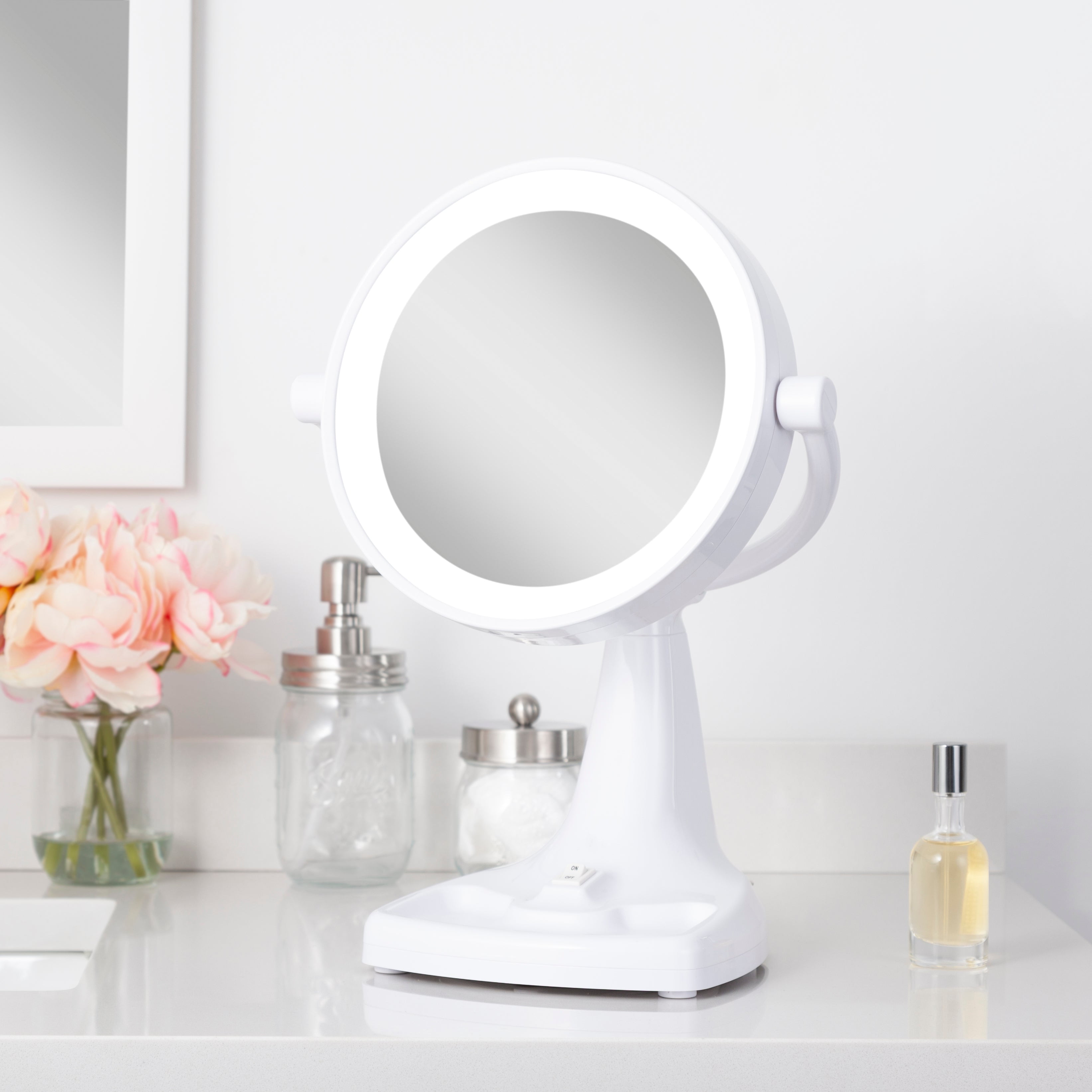 Eleganze 11" Lighted Makeup Mirror with Magnification 10X/1X w/ Tray