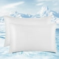 thumbnail image 1 of Elegear Cooling Pillowcases, Summer Pillowcase with Japanese Q-Max 0.55 Cooling Fiber, Double-Sided Design Queen Pillow Case with Hidden Zipper, 2 Pack, White, 1 of 7