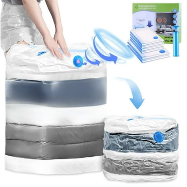 Elegear Cube Vacuum Storage Bag-6 Pack (4 Jumbo   2 Super Jumbo) Extra Large Space Saver Bags with Hand Pump, Large Capacity Clothing Storage Bags for Clothes Pillows Comforters Quilts Blankets
