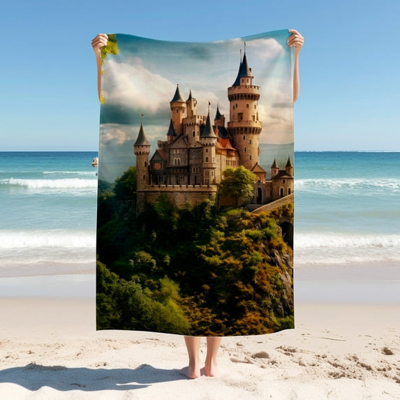 Elegent Beach Blanket ,Castle On Sky Island,Quick Drying Thick Soft Sand Proof Swimming Bath Travel Picnic Towel,Perfect for Swimming,Beach