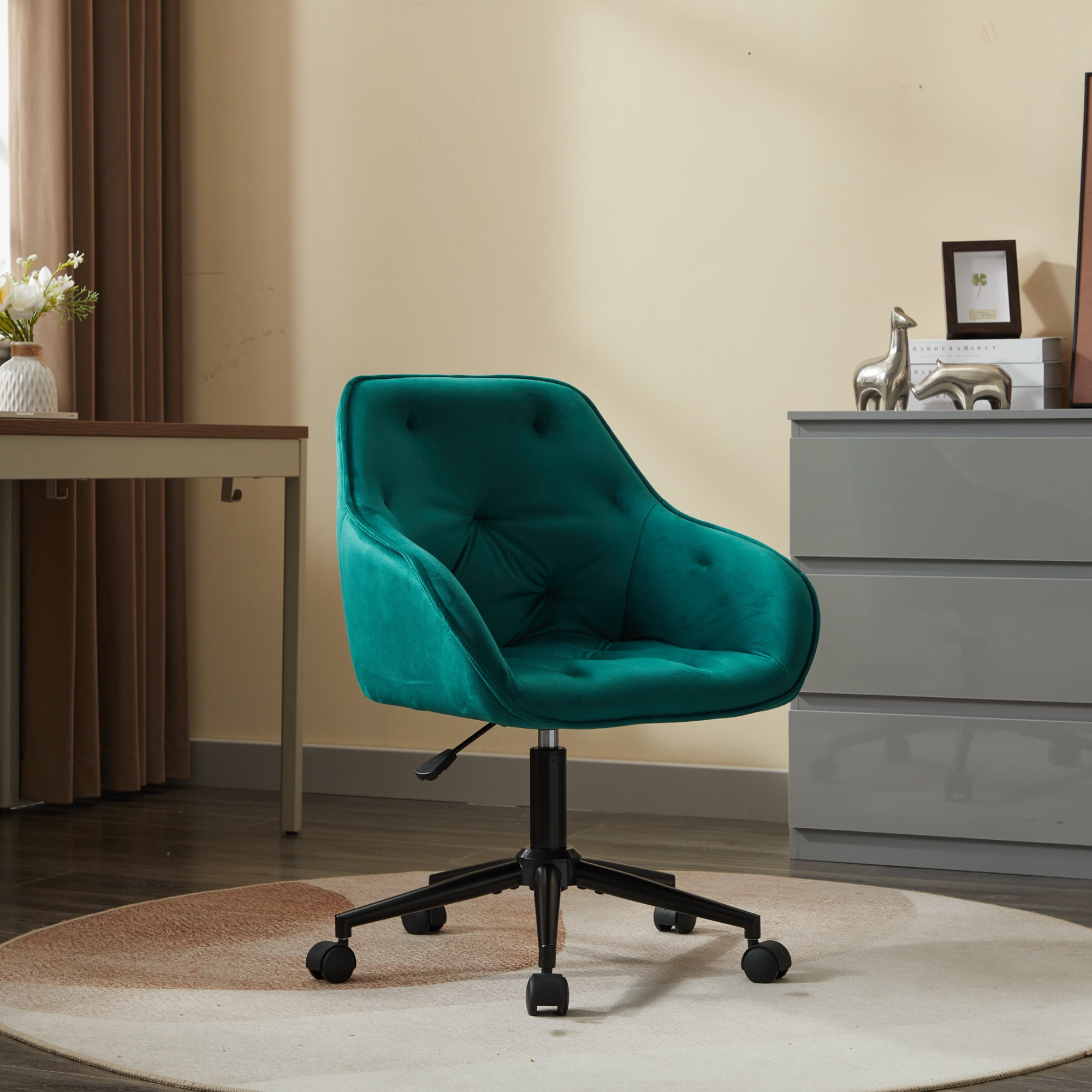 Elegent Velvet Office Chair with Wheels
