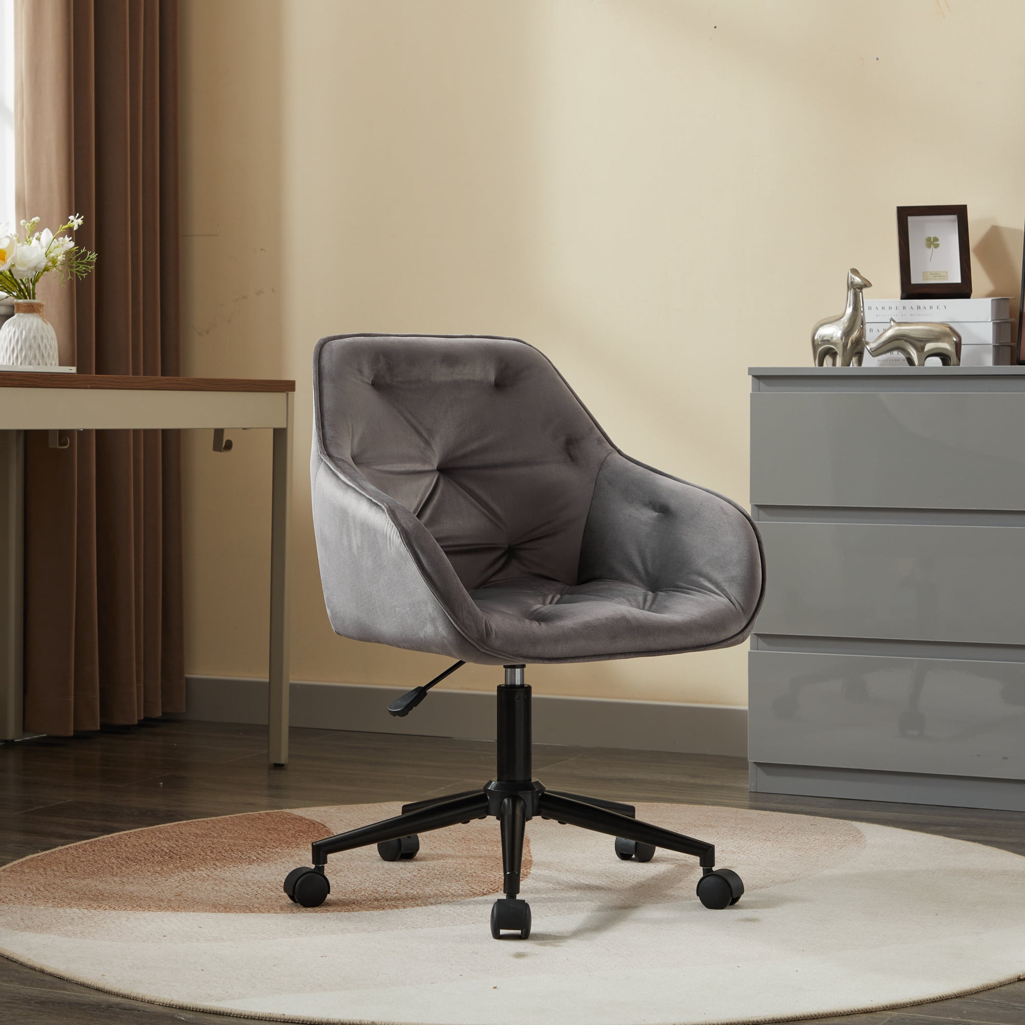 Elegent Velvet Office Chair with Wheels