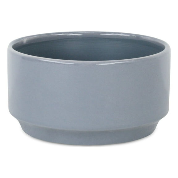 Elegora Wide Round Straight Side Ceramic Pot - Large - Gray