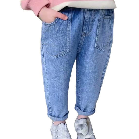 Elegyee Big Boys Jeans Ripped Elastic Waist Pull On Baggy Streetwear Demin Pants