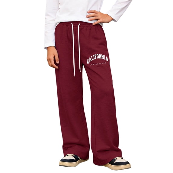 Elegyee Boys Athletic Pants Letter Print Pull On Baggy Soft Straight Sweatpants, Sizes 6-16Y