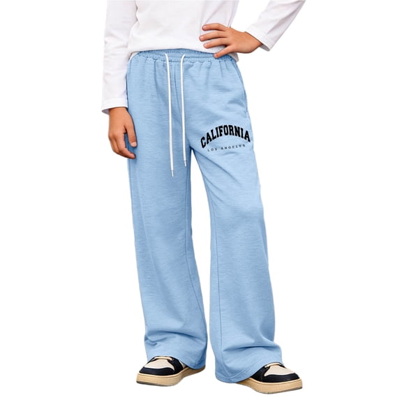 Elegyee Boys Athletic Pants Letter Print Pull On Baggy Soft Straight Sweatpants, Sizes 6-16Y