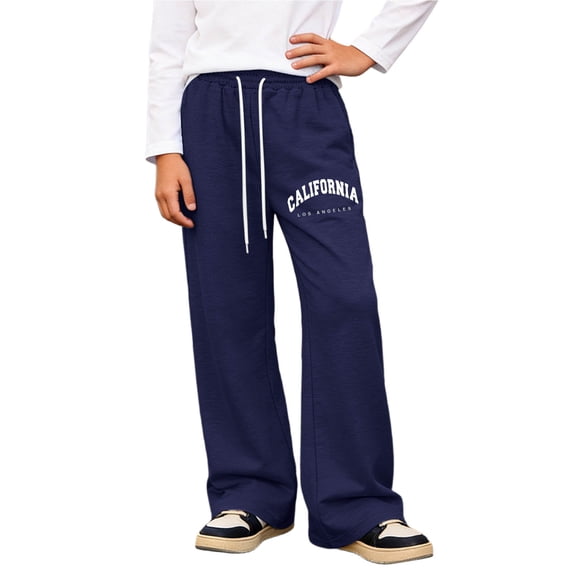 Elegyee Boys Athletic Pants Letter Print Pull On Baggy Soft Straight Sweatpants, Sizes 6-16Y
