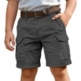 thumbnail image 1 of Elegyee Boys Cargo Shorts Solid Color Belted Outdoor Play Shorts with Pockets, Sizes 5-16Y, 1 of 6