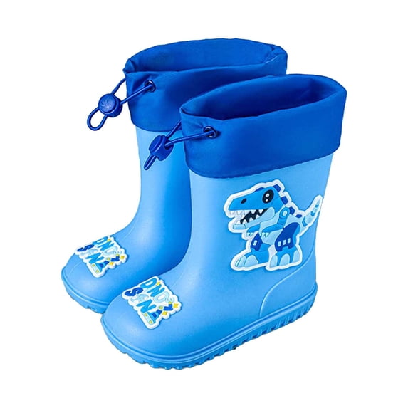Elegyee Boys Casual Rain Boots Cute Cartoon Dinosaur Waterproof Adjustable Straps Boots